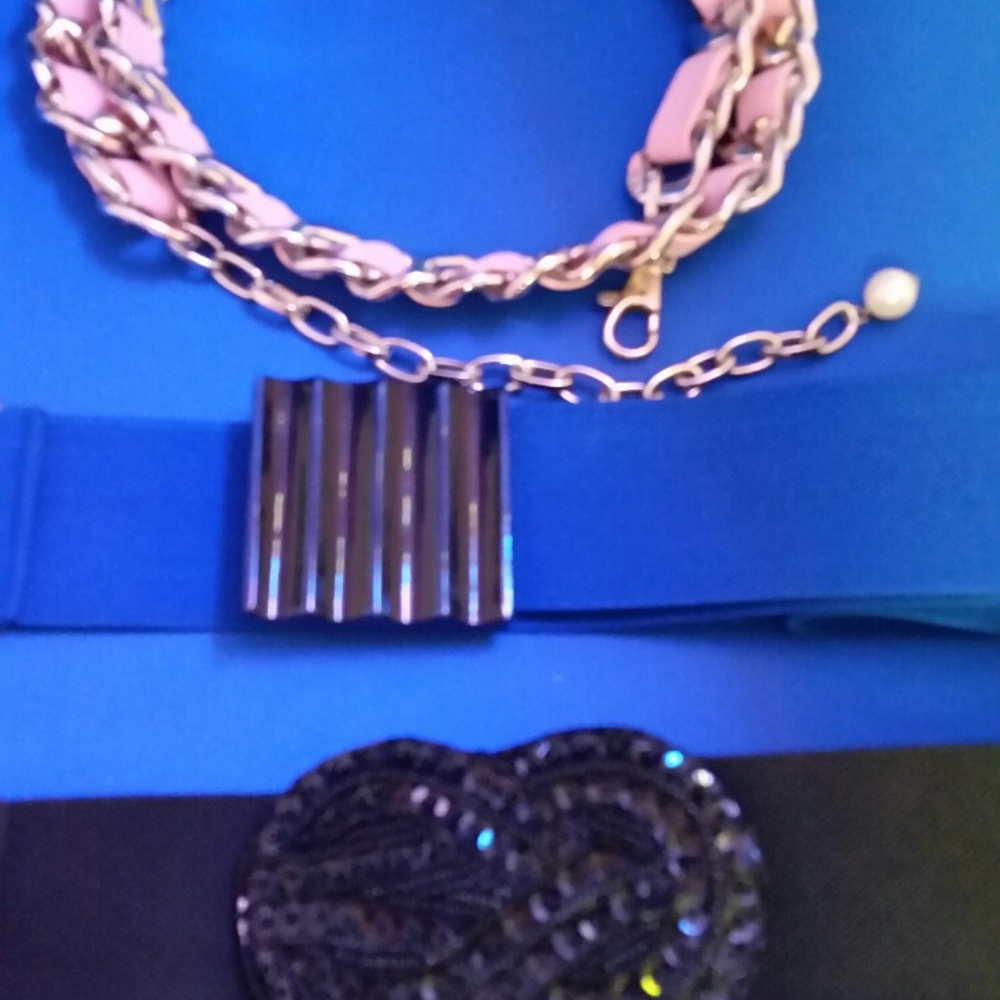 Vintage Belt Bundle (3) Black, Blue, Pink.
